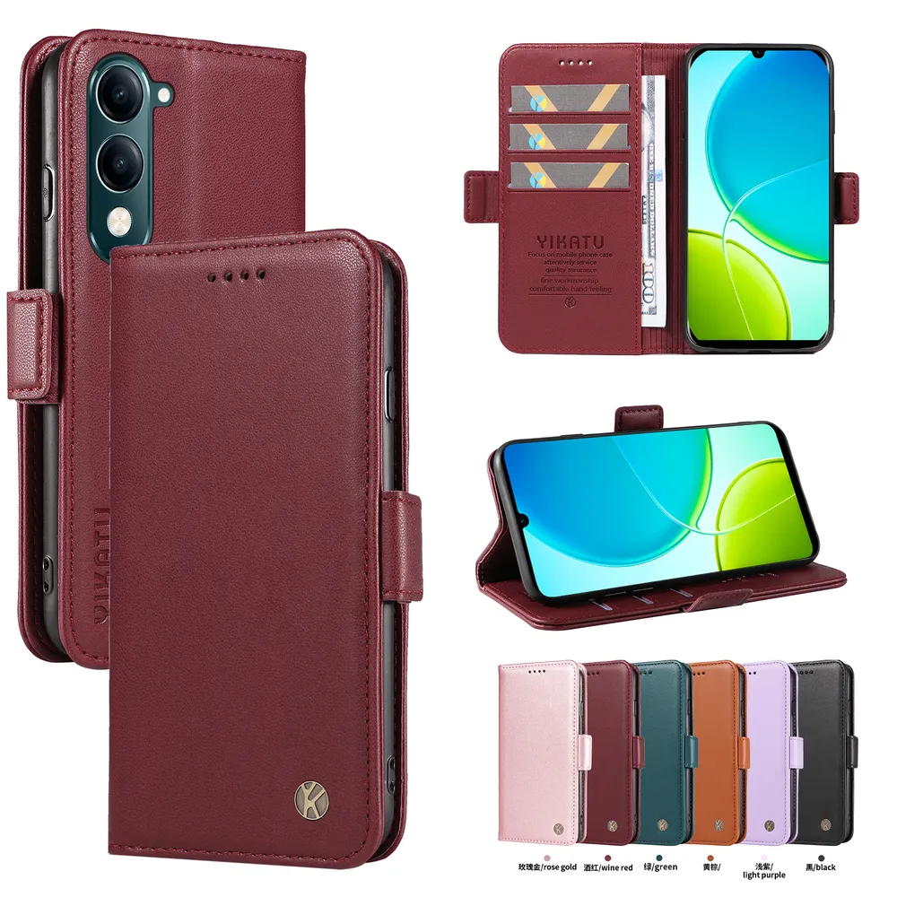 YIKATU YK-003 For VIVO Y29S 5G PU Leather Wallet Cover Magnetic Clasp Phone Stand Case