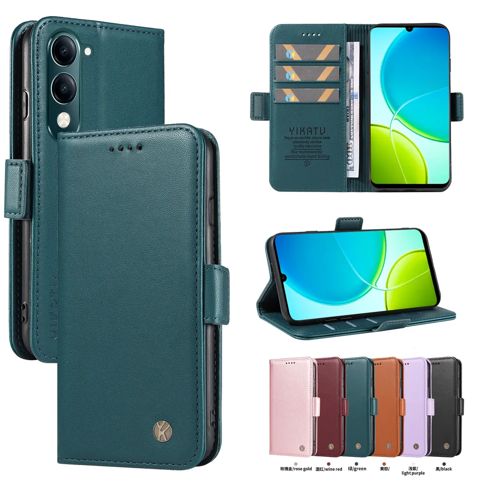 YIKATU YK-003 For VIVO Y04 PU Leather Wallet Cover Magnetic Clasp Phone Stand Case
