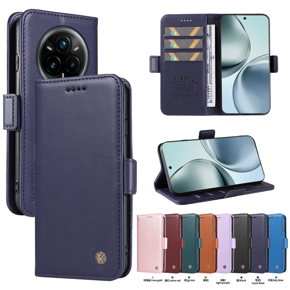 YIKATU YK-003 For Realme 14 Pro Plus PU Leather Wallet Cover Magnetic Clasp Phone Stand Case