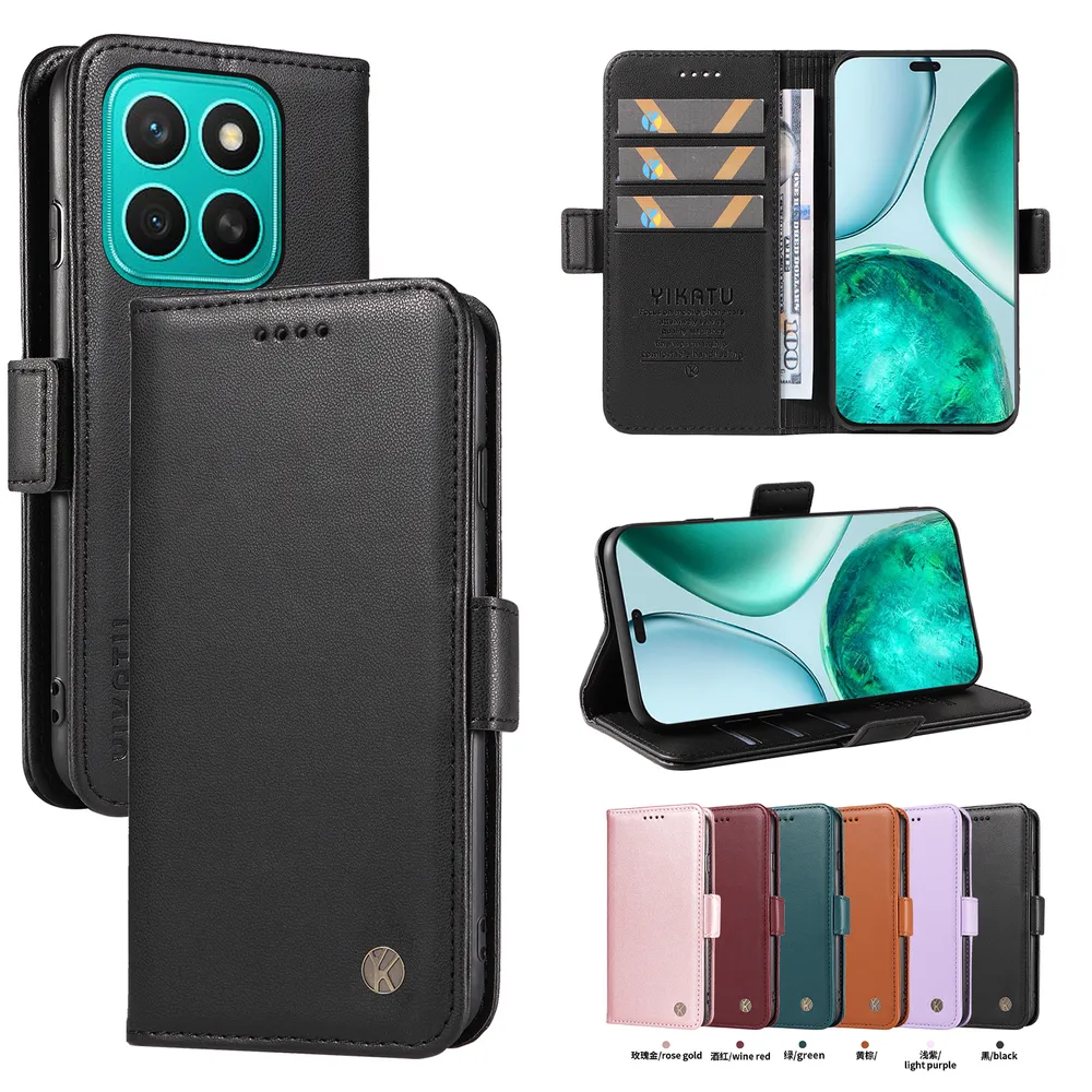 YIKATU YK-003 For Honor X8C 4G PU Leather Wallet Cover Magnetic Clasp Phone Stand Case