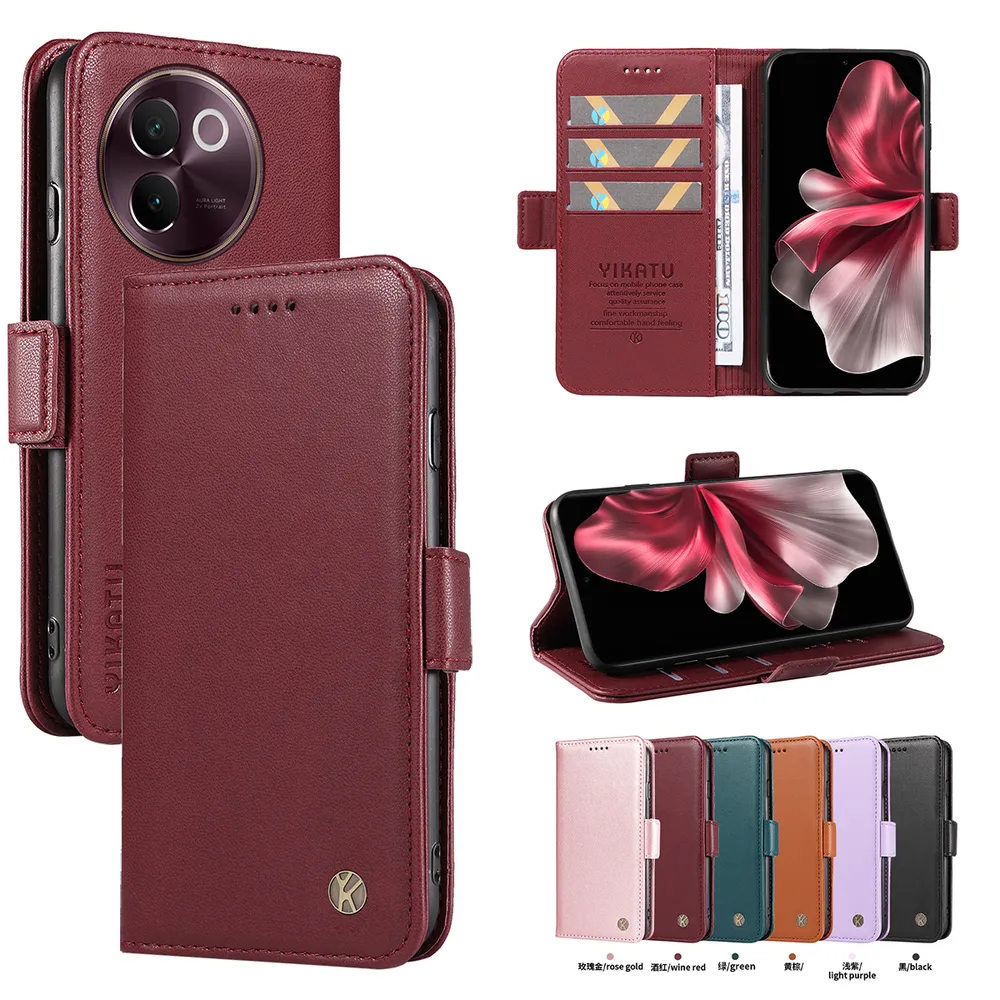 YIKATU YK-003 For VIVO V40 Lite 5G PU Leather Wallet Cover Magnetic Clasp Phone Stand Case