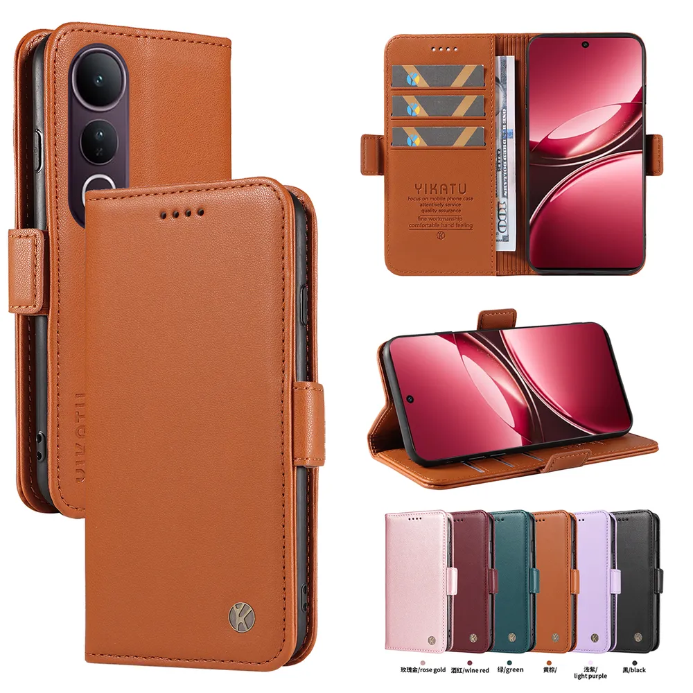 YIKATU YK-003 For VIVO V50 Lite 5G PU Leather Wallet Cover Magnetic Clasp Phone Stand Case