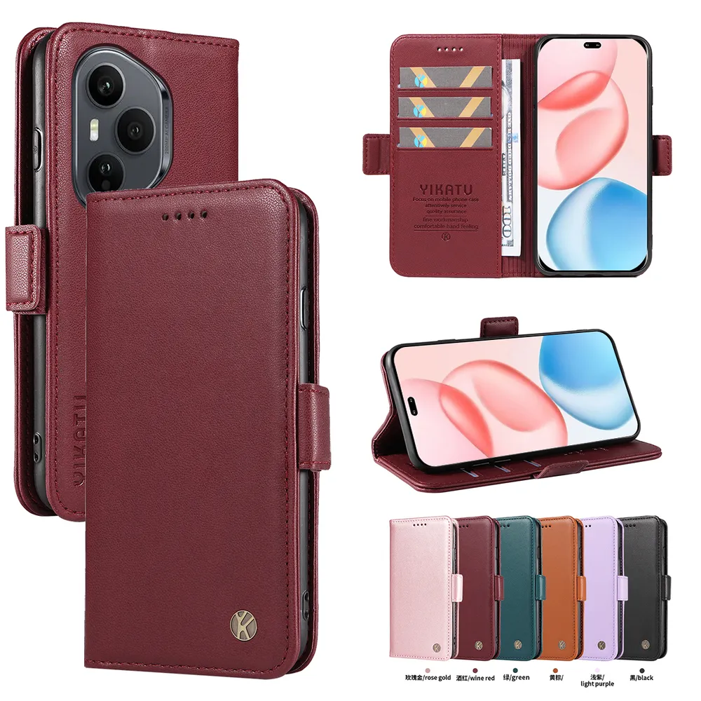 YIKATU YK-003 For Honor 400 Pro 5G PU Leather Wallet Cover Magnetic Clasp Phone Stand Case