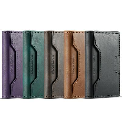 MAGKING K4 Compatible with MagSafe Card Holder Tri-Fold Magnetic RFID Blocking PU Leather Wallet