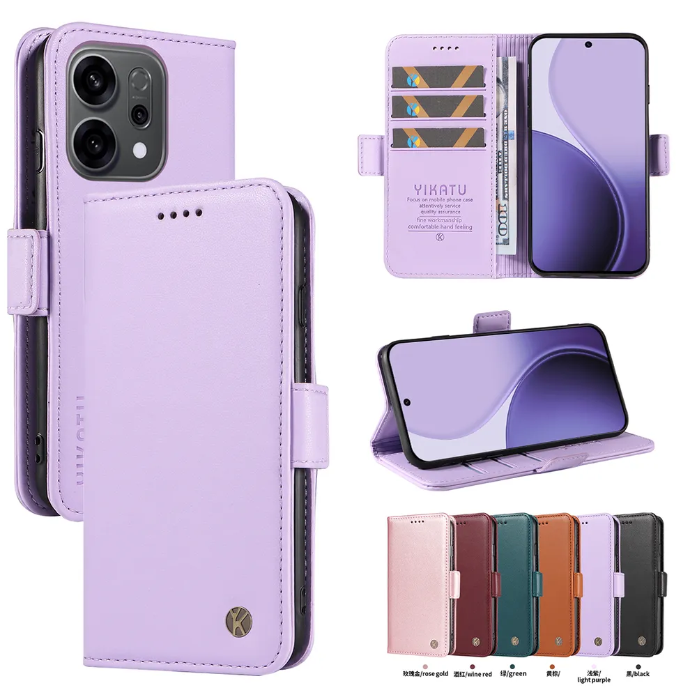 YIKATU YK-003 For Oppo Reno 14 5G PU Leather Wallet Cover Magnetic Clasp Phone Stand Case