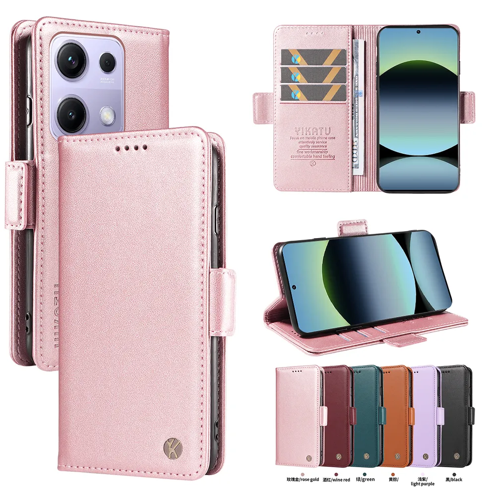 YIKATU YK-003 For Xiaomi Redmi Note 14S PU Leather Wallet Cover Magnetic Clasp Phone Stand Case