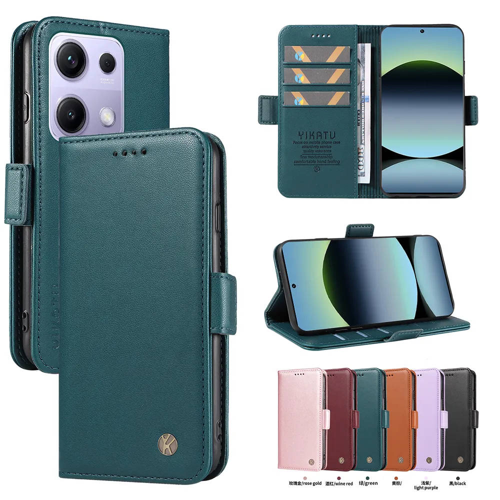YIKATU YK-003 For Xiaomi Poco M6 Pro 4G PU Leather Wallet Cover Magnetic Clasp Phone Stand Case
