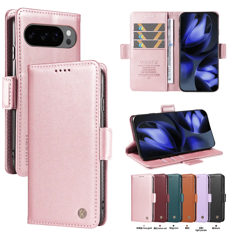 YIKATU YK-003 For Google Pixel 10 5G/Pixel 10 Pro 5G PU Leather Wallet Cover Magnetic Clasp Phone Stand Case