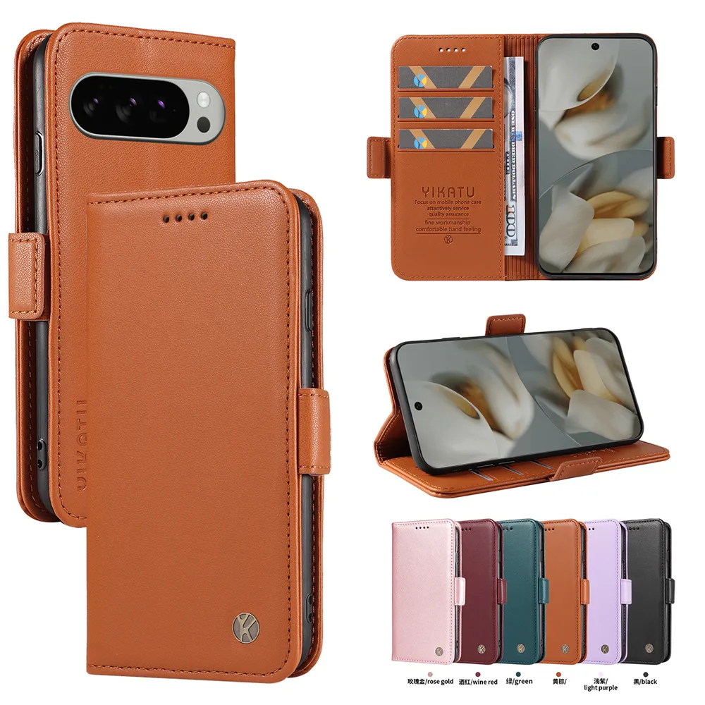 YIKATU YK-003 For Google Pixel 10 Pro XL 5G PU Leather Wallet Cover Magnetic Clasp Phone Stand Case