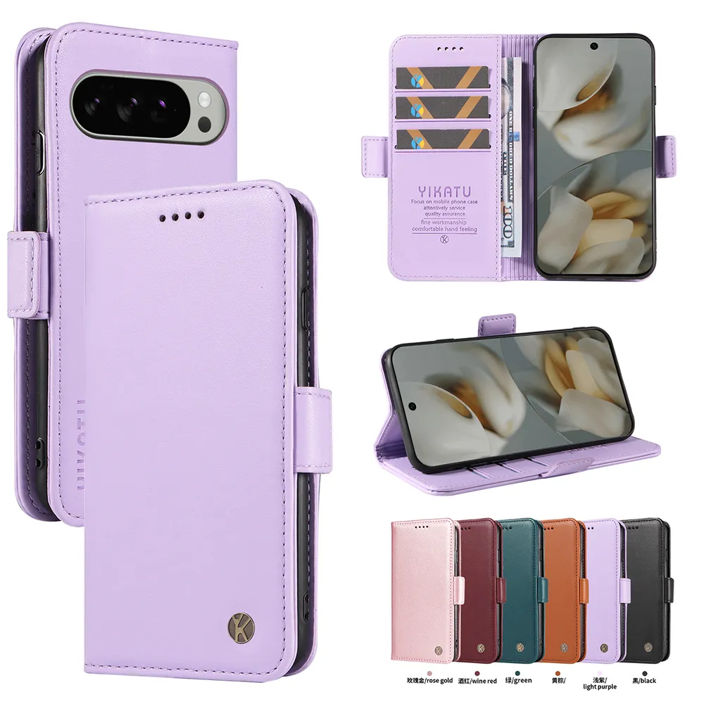 YIKATU YK-003 For Google Pixel 9 Pro XL PU Leather Wallet Cover Magnetic Clasp Phone Stand Case