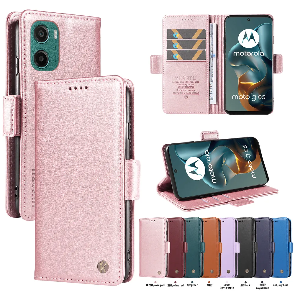 YIKATU YK-003 For Motorola Moto G05 PU Leather Wallet Cover Magnetic Clasp Phone Stand Case