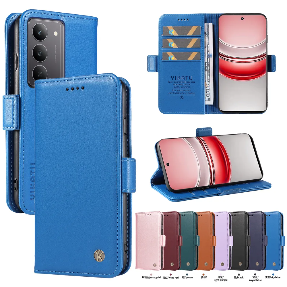 YIKATU YK-003 For OPPO Realme C75 4G PU Leather Wallet Cover Magnetic Clasp Phone Stand Case