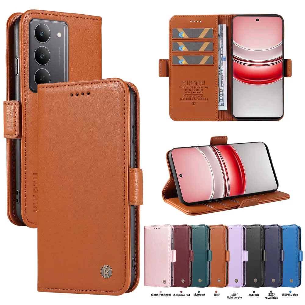 YIKATU YK-003 For Realme 14x 5G PU Leather Wallet Cover Magnetic Clasp Phone Stand Case