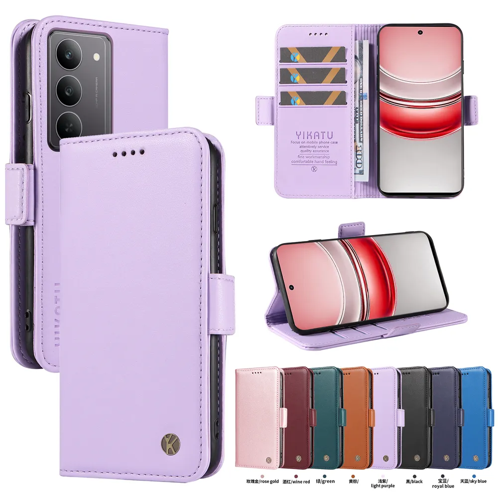 YIKATU YK-003 For Realme V60 Pro PU Leather Wallet Cover Magnetic Clasp Phone Stand Case