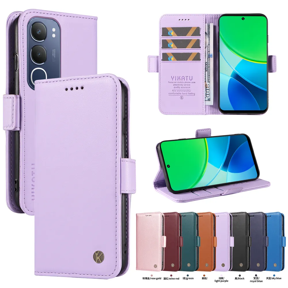 YIKATU YK-003 For VIVO Y19S 4G PU Leather Wallet Cover Magnetic Clasp Phone Stand Case