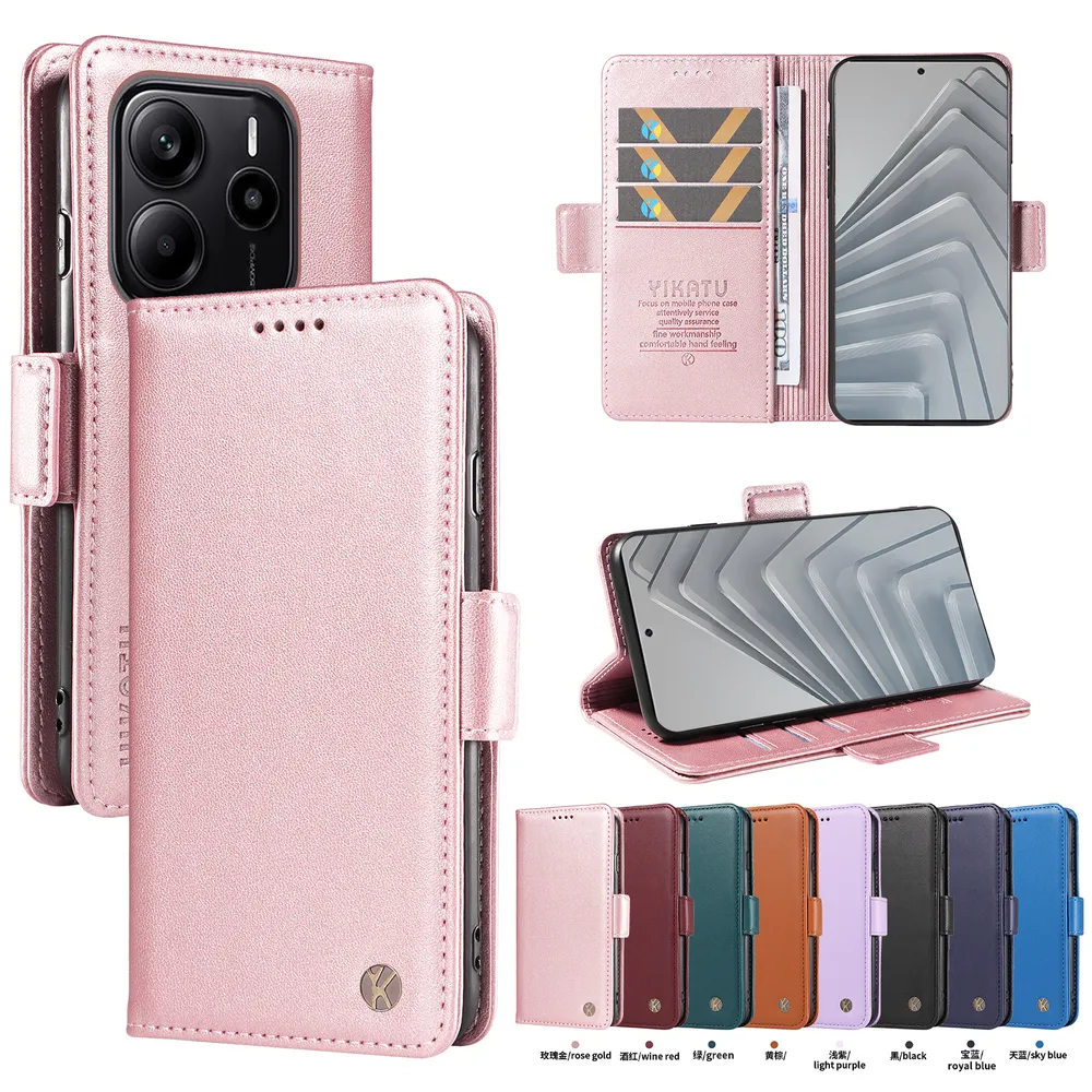 YIKATU YK-003 For Xiaom Redmi Note 14 4G PU Leather Wallet Cover Magnetic Clasp Phone Stand Case