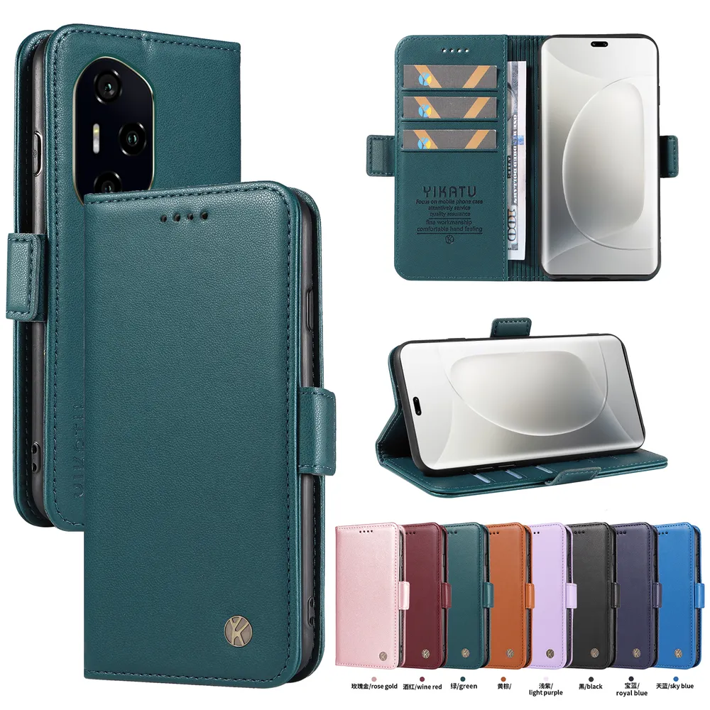 YIKATU YK-003 For Honor 300 Pro 5G PU Leather Wallet Cover Magnetic Clasp Phone Stand Case
