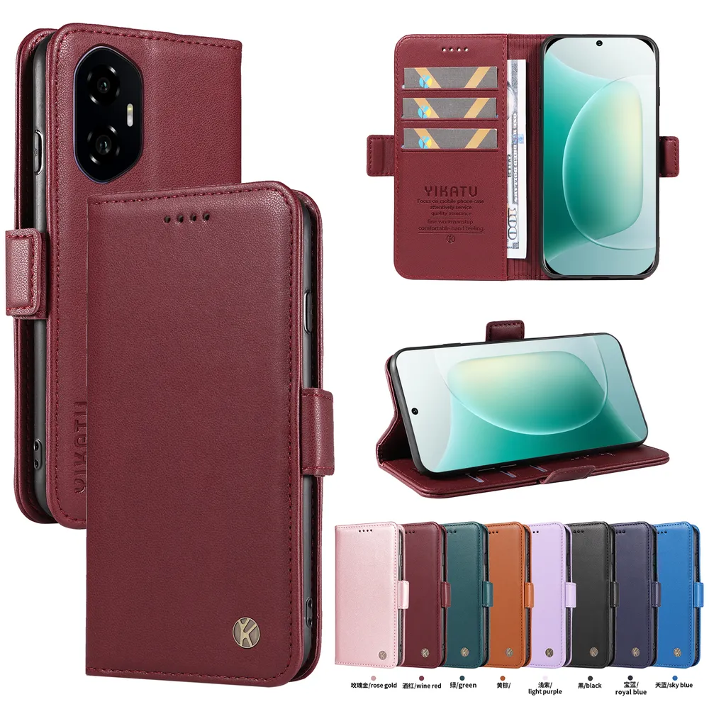 YIKATU YK-003 For Honor 300 5G PU Leather Wallet Cover Magnetic Clasp Phone Stand Case
