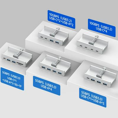 10Gbps USB HUB Clamp USB3.2/3.0/2.0 Splitter Adapter for IMac Macbook Lenovo Desktop PC Accessories Usb Extension Hub Clip