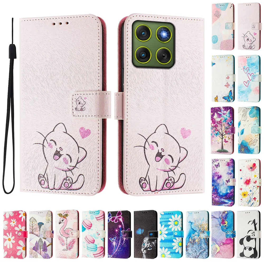 CH05 For Motorola Moto X70 Air 5G Pattern Printing PU Leather Drop-proof Cover Magnetic Clasp Flip Stand Wallet Case