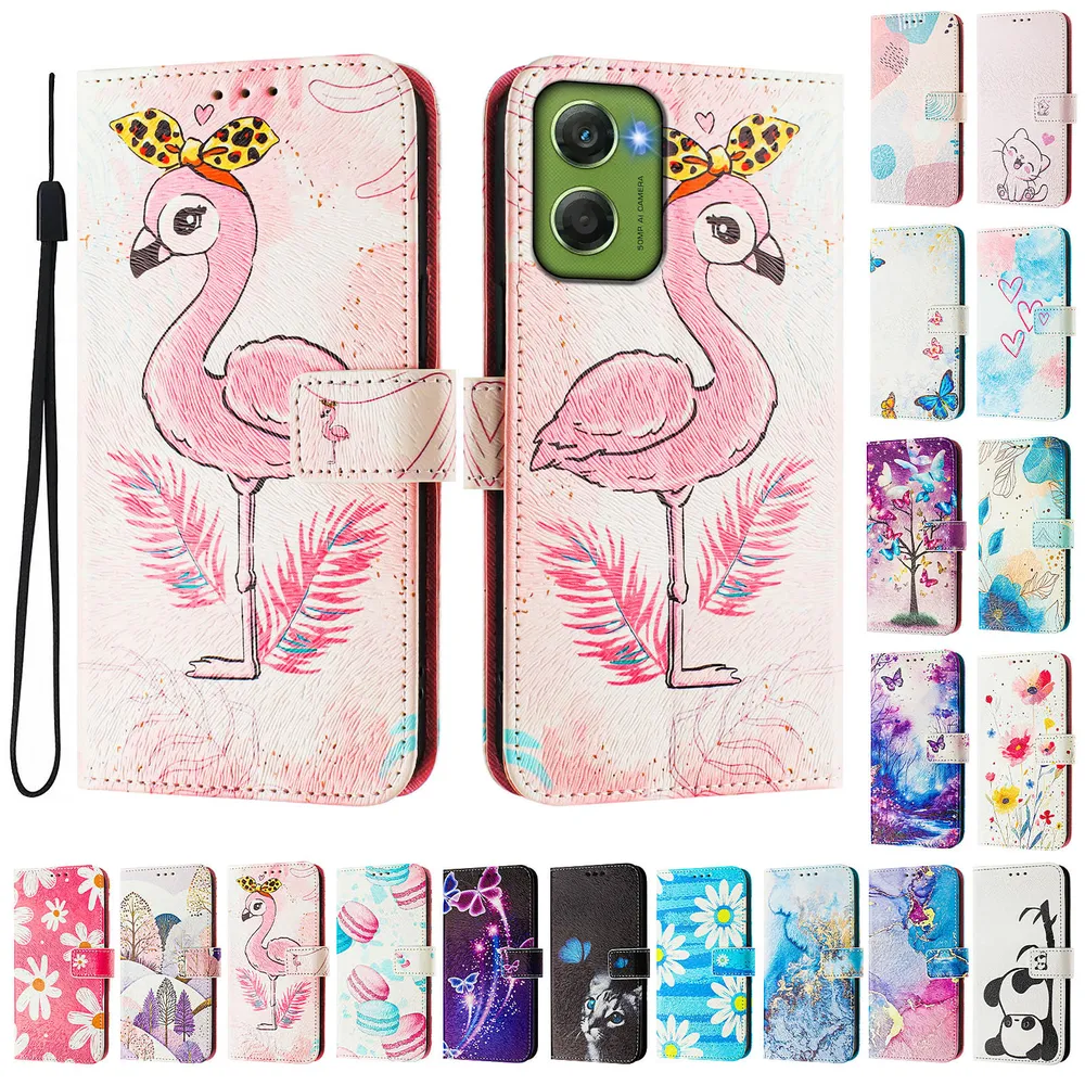 CH05 For Motorola Moto G06 4G Pattern Printing PU Leather Drop-proof Cover Magnetic Clasp Flip Stand Wallet Case