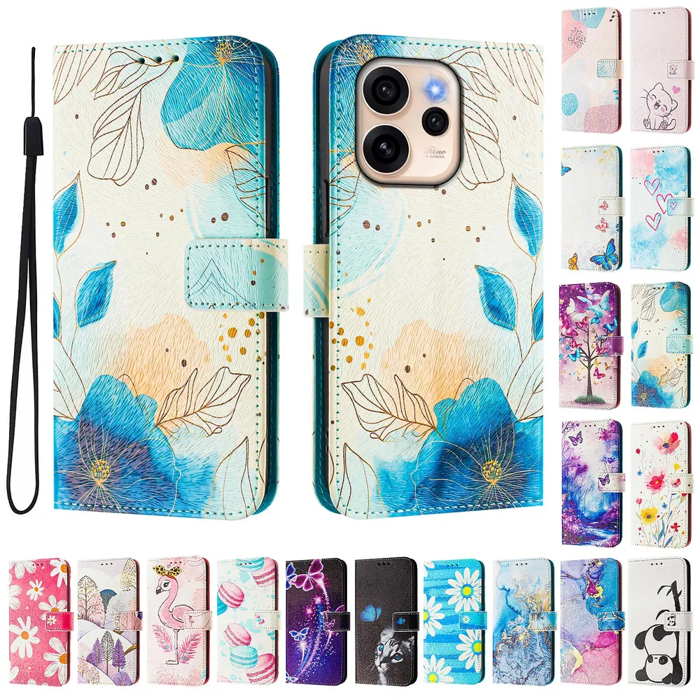 CH05 For Oppo Reno 15 Pro Pattern Printing PU Leather Drop-proof Cover Magnetic Clasp Flip Stand Wallet Case