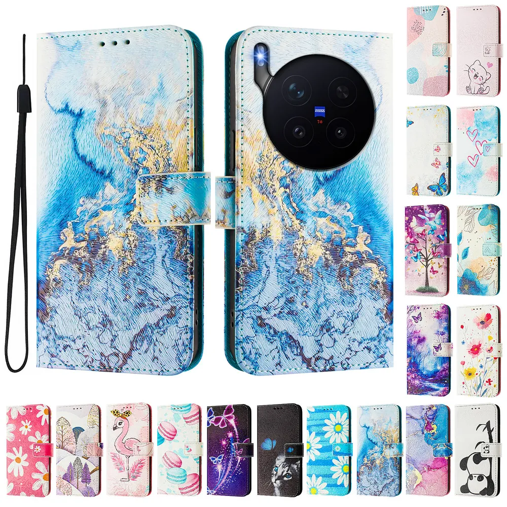 CH05 For Vivo X300 Pro Pattern Printing PU Leather Drop-proof Cover Magnetic Clasp Flip Stand Wallet Case