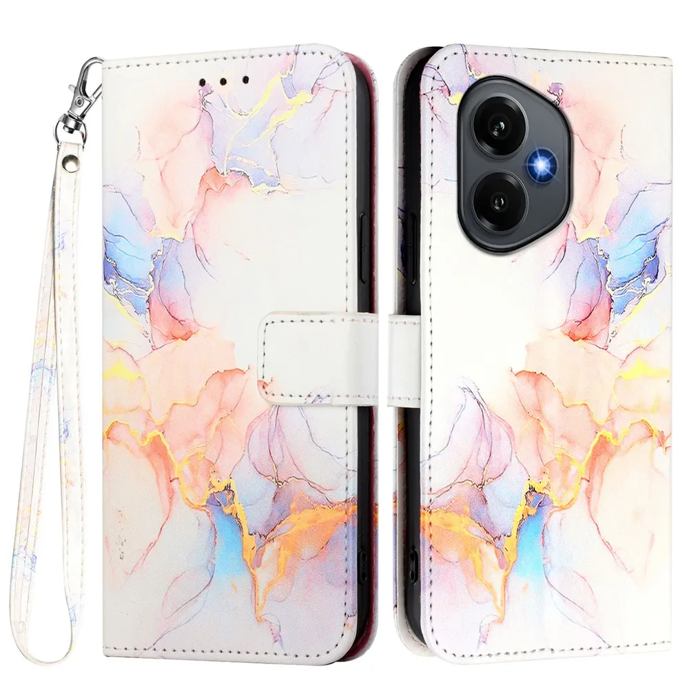 For Honor 400 Marble Pattern Scratch Resistant Magnetic Buckle Flip Leather Case with Wrist Strap