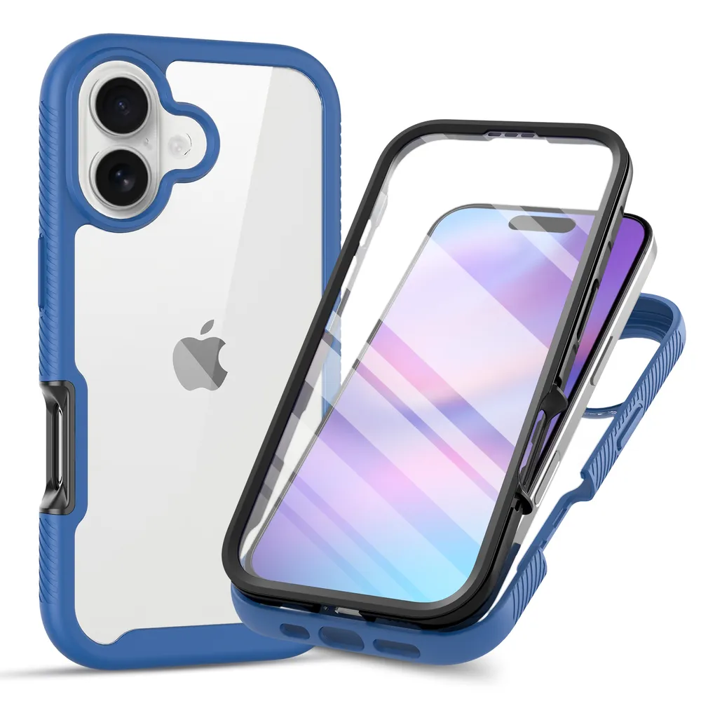 For iPhone 17 Case Shockproof TPU+PC Phone Back Cover with PET Screen Film