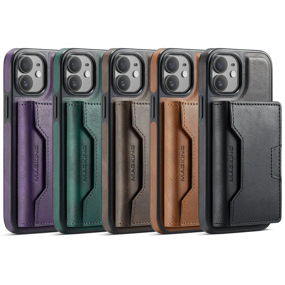 MAGKING K4 Series For iPhone 12 Case Compatible with MagSafe Detachable Wallet PU TPU PC Phone Cover