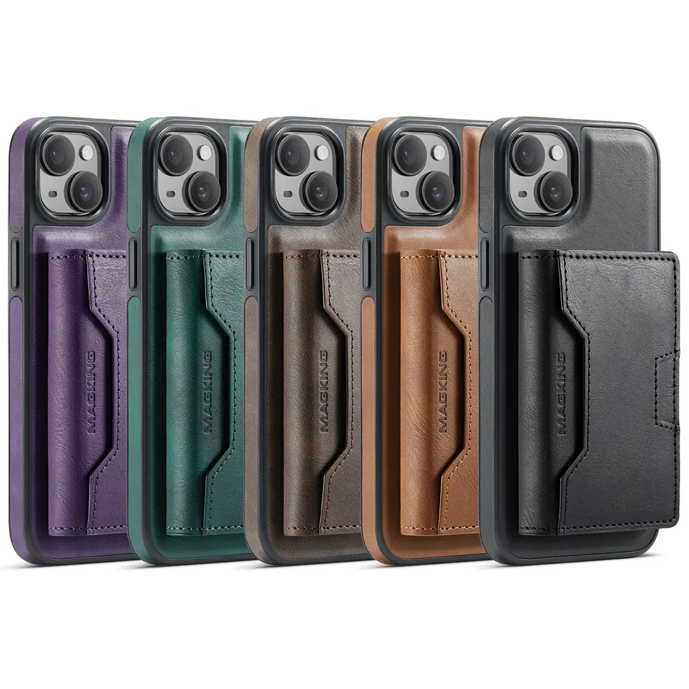 MAGKING K4 Series For iPhone 15 Plus Case Compatible with MagSafe Detachable Wallet PU TPU PC Phone Cover