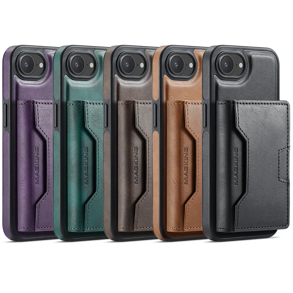 MAGKING K4 Series For iPhone 16E Case Compatible with MagSafe Detachable Wallet PU TPU PC Phone Cover