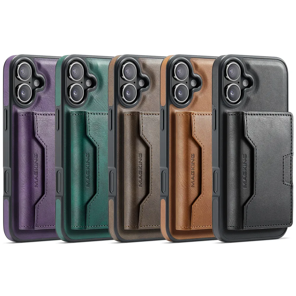 MAGKING K4 Series For iPhone 16 Plus Case Compatible with MagSafe Detachable Wallet PU TPU PC Phone Cover