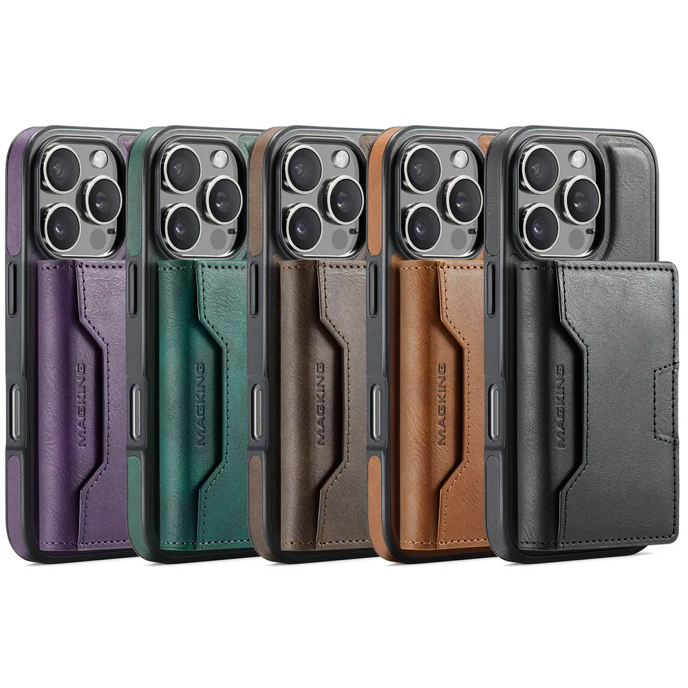 MAGKING K4 Series For iPhone 16 Pro Case Compatible with MagSafe Detachable Wallet PU TPU PC Phone Cover