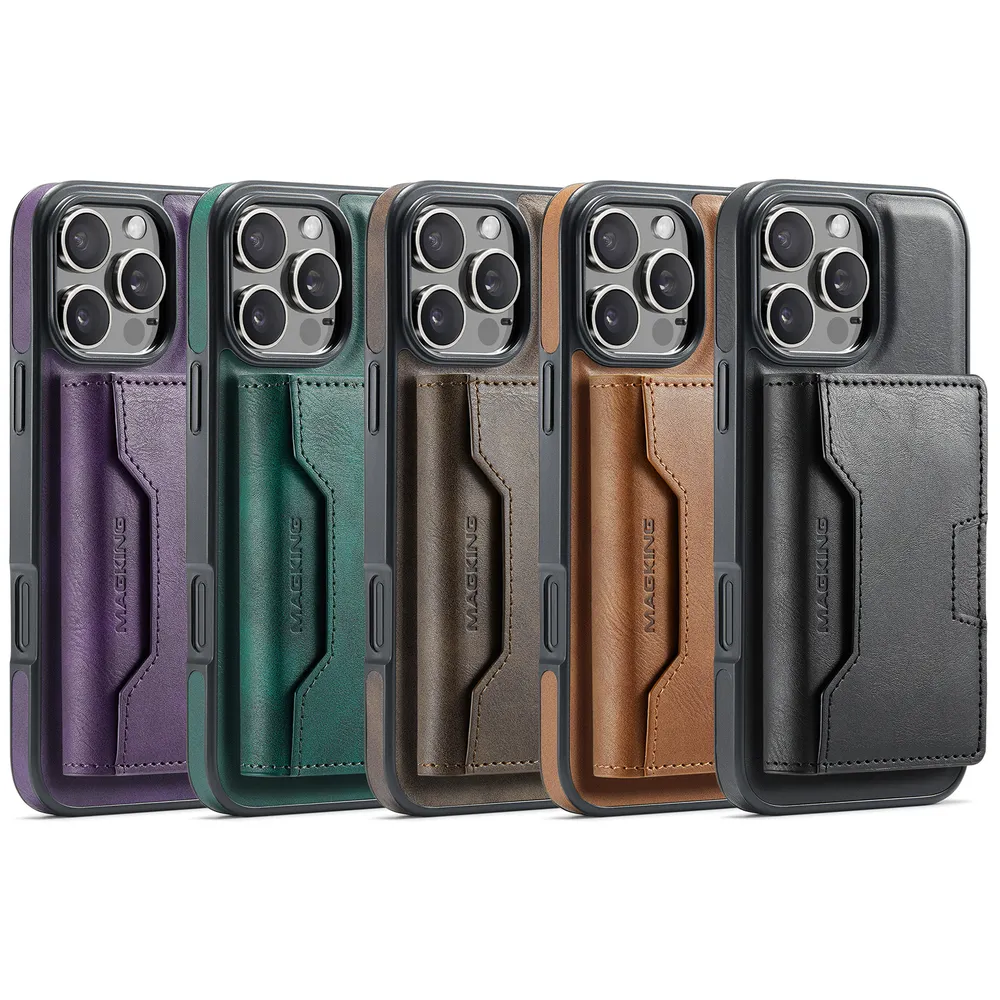 MAGKING K4 Series For iPhone 16 Pro Max Case Compatible with MagSafe Detachable Wallet PU TPU PC Phone Cover