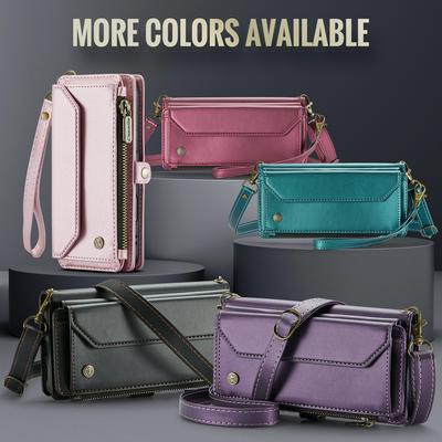 CASEME C36 Series For iPhone 17 AIR Case Leather Magnetic Handbag Zipper Pocket Phone Cover