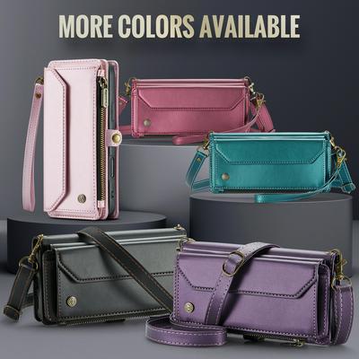 CASEME C36 Series For iPhone 17 Pro Max Case Leather Magnetic Handbag Zipper Pocket Phone Cover