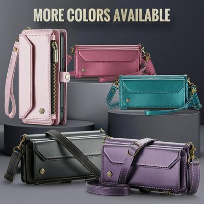 CASEME C36 Series For iPhone 16E Case Leather Magnetic Handbag Zipper Pocket Phone Cover