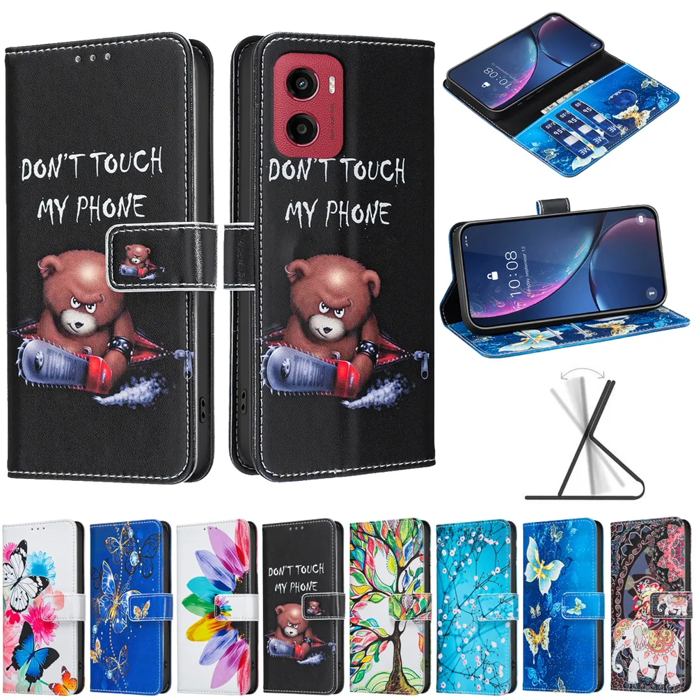 For Motorola Moto G05 / E15 Color Painted Side Flip Scratch Resistant PU Leather Wallet Phone Case