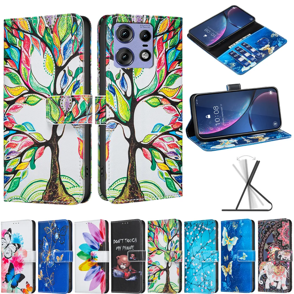 For Motorola Moto Edge 50 Pro 5G Color Painted Side Flip Scratch Resistant PU Leather Wallet Phone Case
