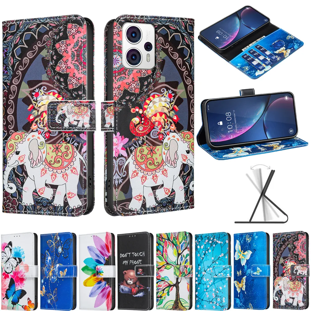 For Motorola Moto G53 5G Color Painted Side Flip Scratch Resistant PU Leather Wallet Phone Case