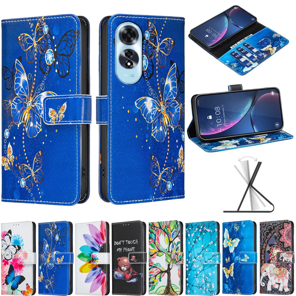 For Oppo A60 4G Color Painted Side Flip Scratch Resistant PU Leather Wallet Phone Case