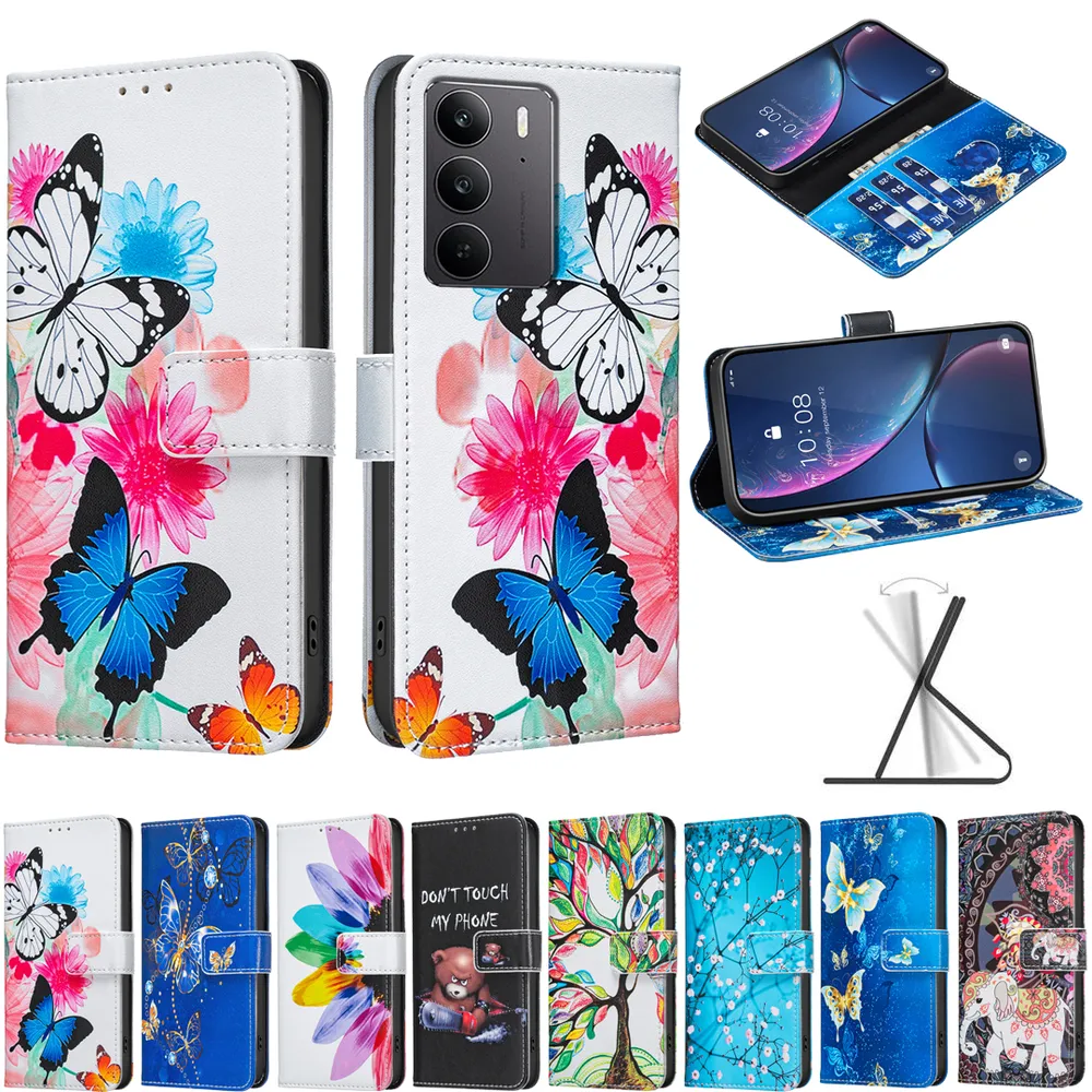 For Realme C75 4G Color Painted Side Flip Scratch Resistant PU Leather Wallet Phone Case