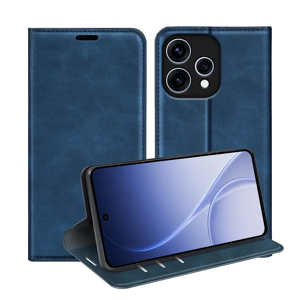 For OPPO Reno 15 5G Skin Feel Magnetic Attraction Flip Leather Wallet Case with Card Slot and Stand