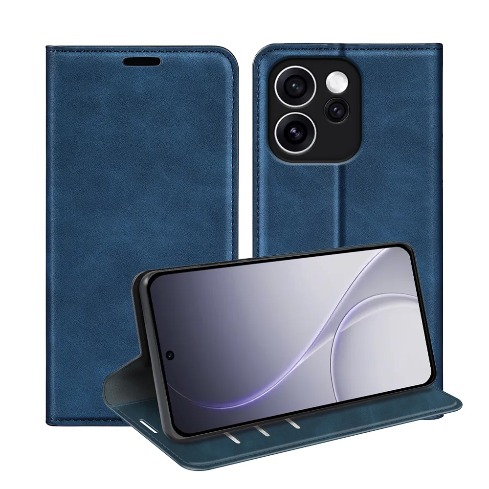 For OPPO Reno 15F 5G Skin Feel Magnetic Attraction Flip Leather Wallet Case with Card Slot and Stand