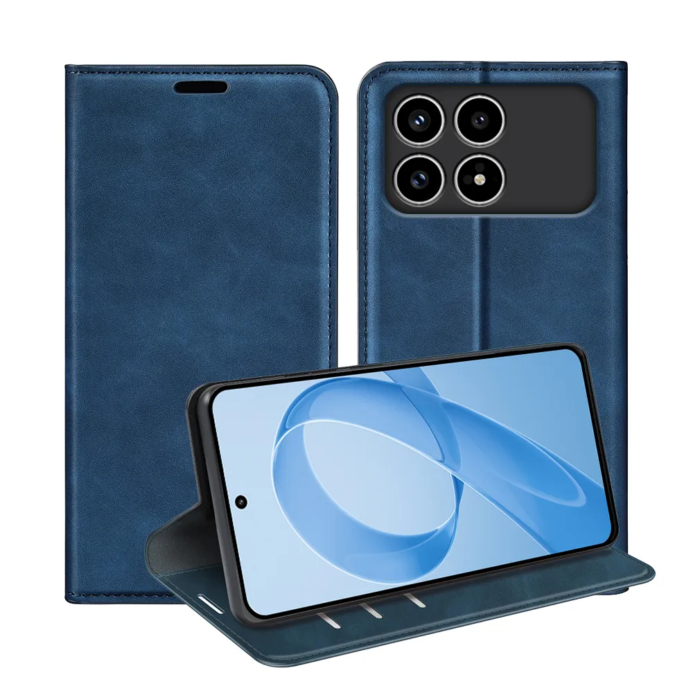 For Xiaomi Redmi K90 5G/Xiaomi Poco F8 Pro 5G Skin Feel Magnetic Attraction Flip Leather Wallet Case with Card Slot and Stand