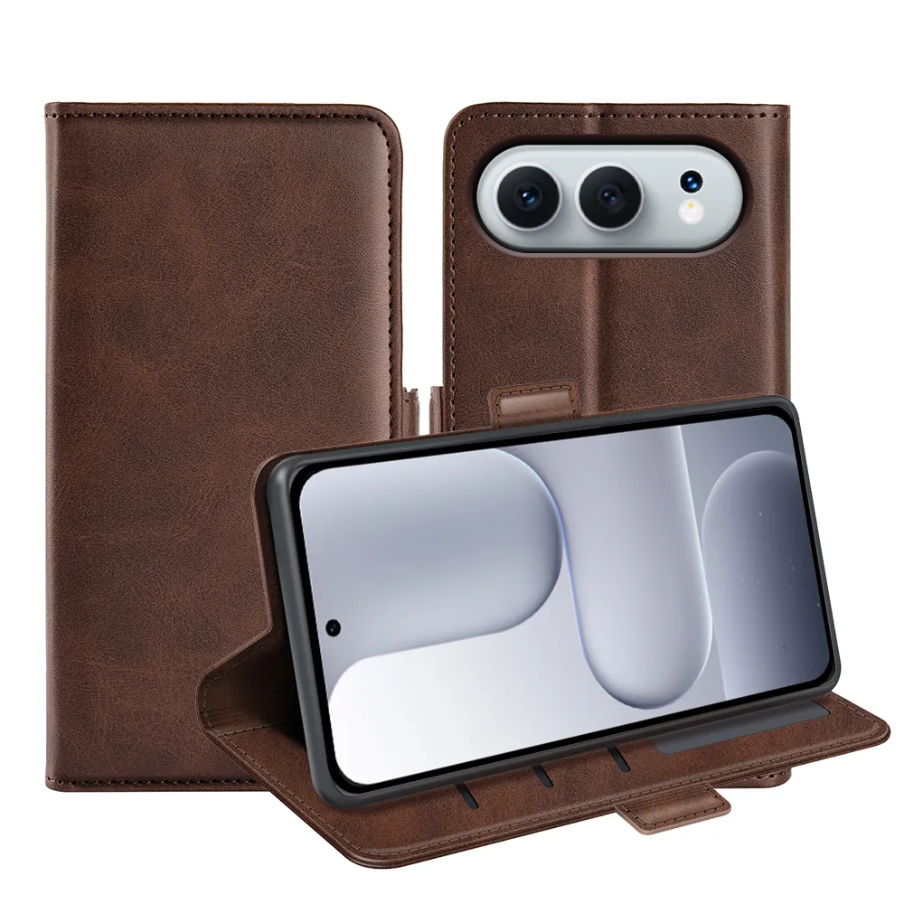 For Honor 500/Honor 500 Pro Double Buckle Wallet Style Folio Flip Leather Case with Stand and Card Slots Function