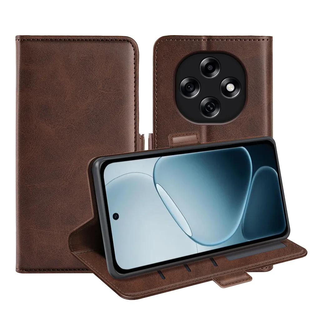 For OPPO F31 Pro 5G/OPPO A6 Pro 5G Double Buckle Wallet Style Folio Flip Leather Case with Stand and Card Slots Function