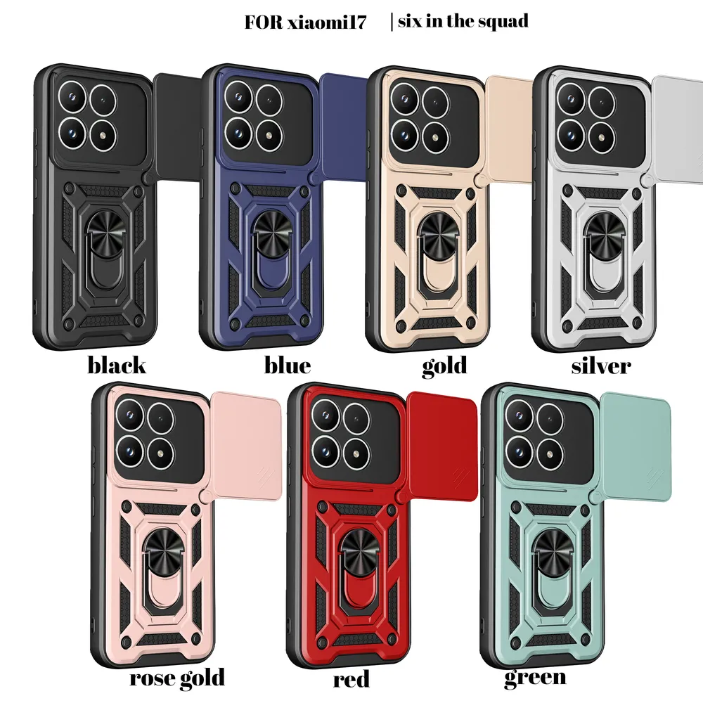 Xiaomi 17 5G Ring Holder Kickstand Camera Slide Cover Design PC + TPU Phone Back Cover Case