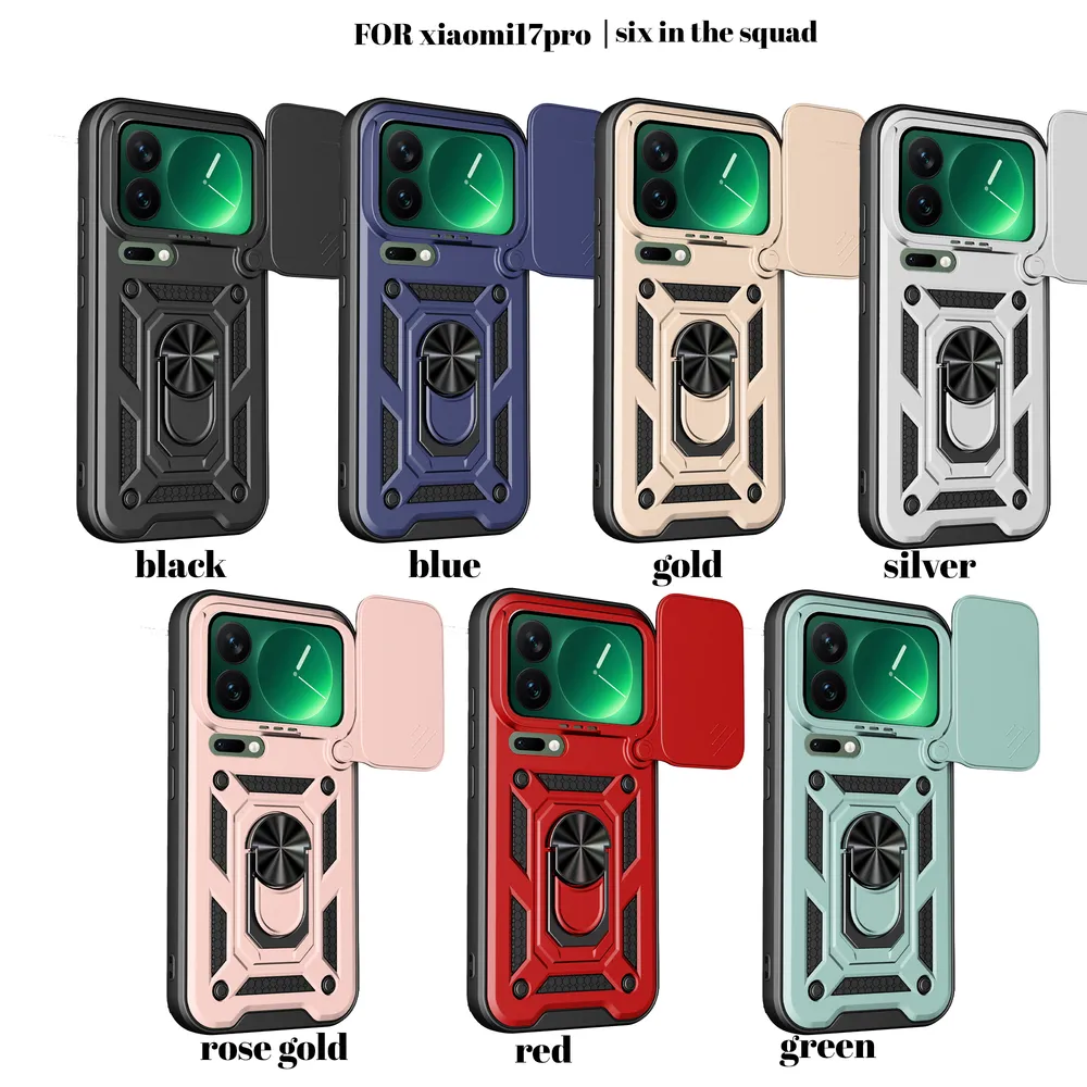 Xiaomi 17 Pro 5G Ring Holder Kickstand Camera Slide Cover Design PC + TPU Phone Back Cover Case